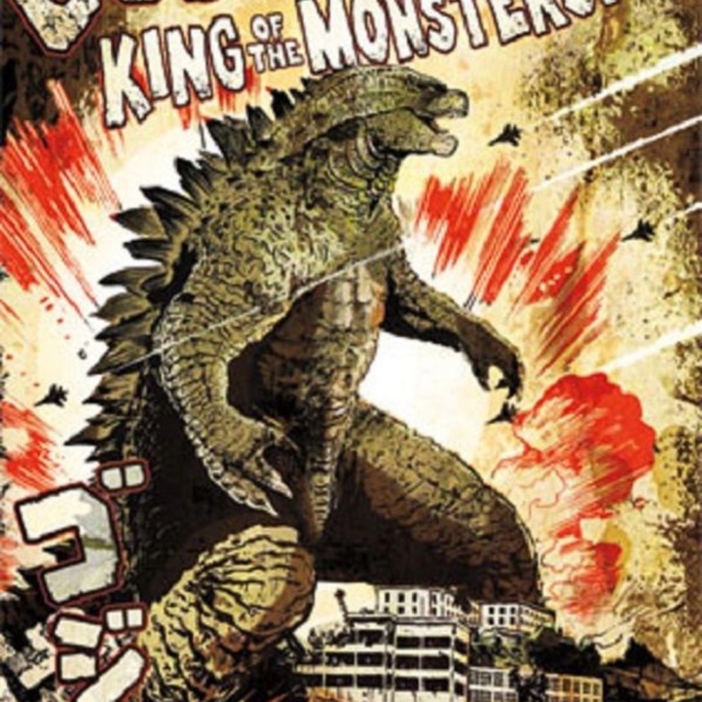 Vintage Godzilla Graphic Poster Art - Green and Red Aprox Size 24x36 Inches